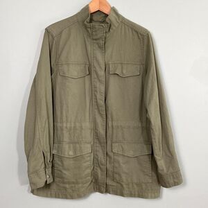 Gap Military Field Jacket Cotton Full Zip Snap Womens Large Green Utility Chore